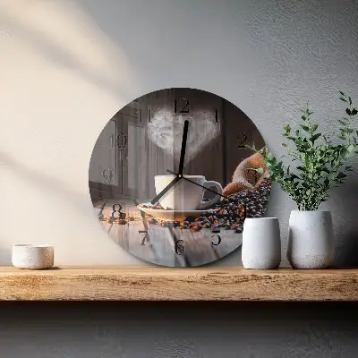 Ronde glas klok Liefde voor koffie