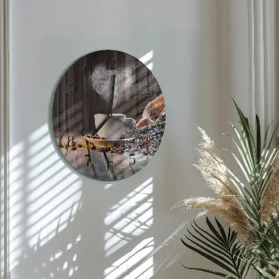 Ronde glas klok Liefde voor koffie