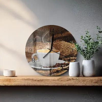 Klok glas met opdruk rond Koffiebonen
