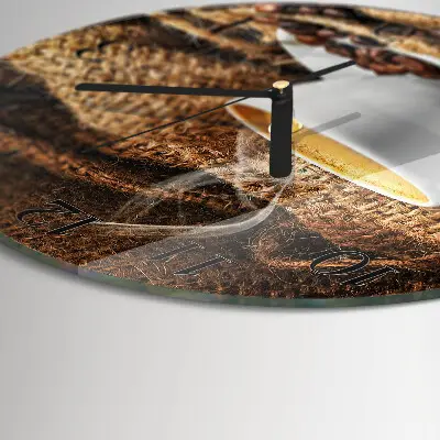 Klok glas met opdruk rond Koffiebonen