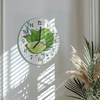 Wandklok glas decoratie rond Calciumcarbonaat
