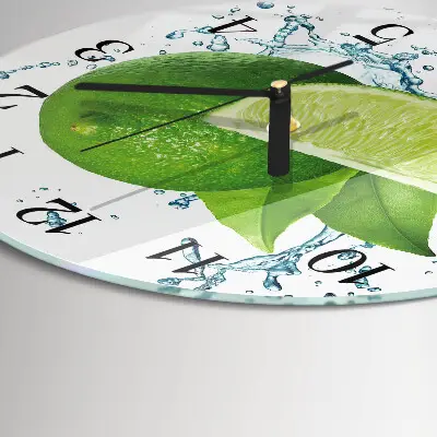 Wandklok glas decoratie rond Calciumcarbonaat