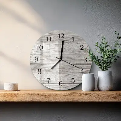 Ronde glas klok Grijze borden