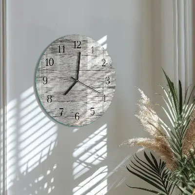 Ronde glas klok Grijze borden