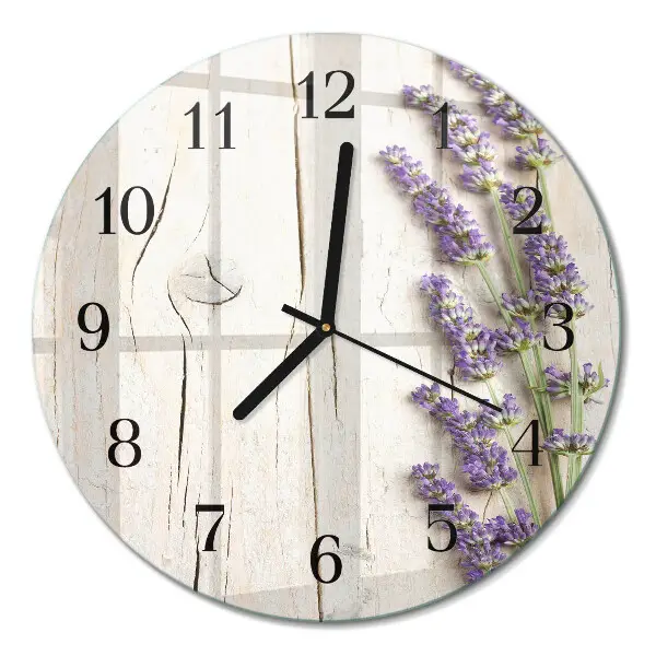 Wandklok glas decoratie rond Lavendel