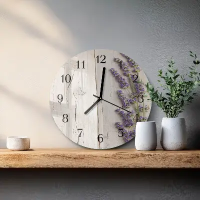 Wandklok glas decoratie rond Lavendel