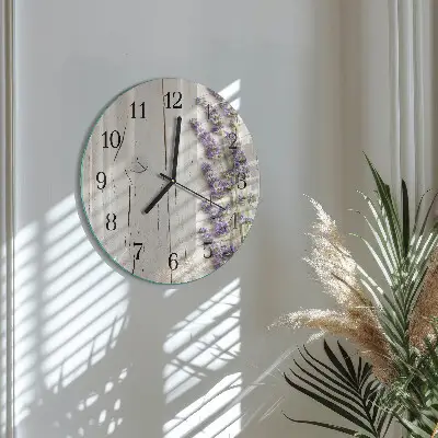 Wandklok glas decoratie rond Lavendel