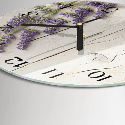 Wandklok glas decoratie rond Lavendel