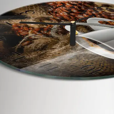 Ronde glazen wandklok Koffie