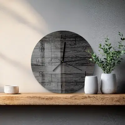 Ronde glazen klok Hout