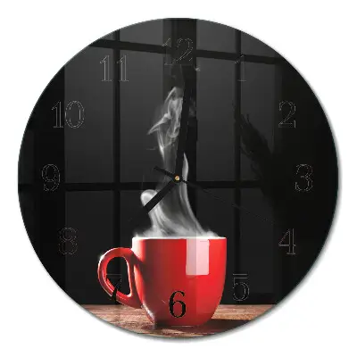 Ronde glas klok Een kopje koffie