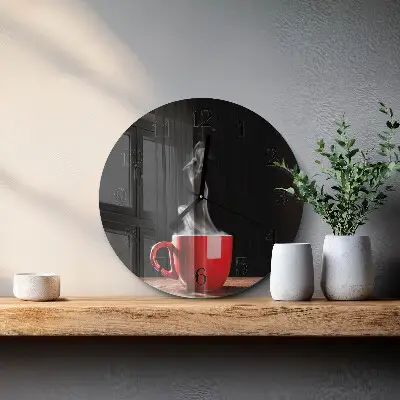 Ronde glas klok Een kopje koffie