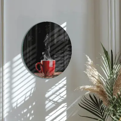 Ronde glas klok Een kopje koffie
