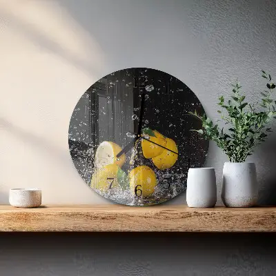 Ronde glas klok Citroenen