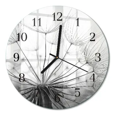 Wandklok glas decoratie rond Paardebloem