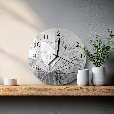 Wandklok glas decoratie rond Paardebloem
