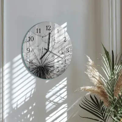 Wandklok glas decoratie rond Paardebloem