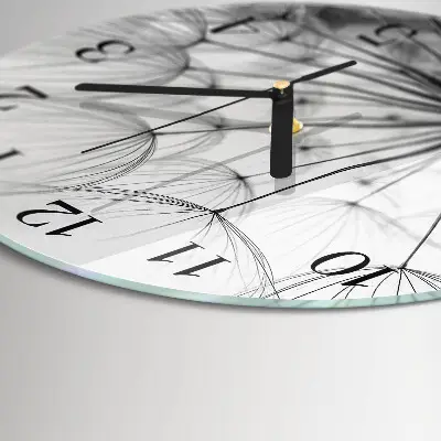 Wandklok glas decoratie rond Paardebloem