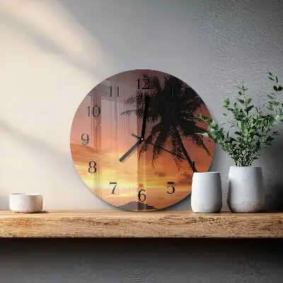 Klok glas met opdruk rond Palm