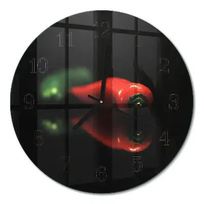 Ronde glazen wandklok Peper