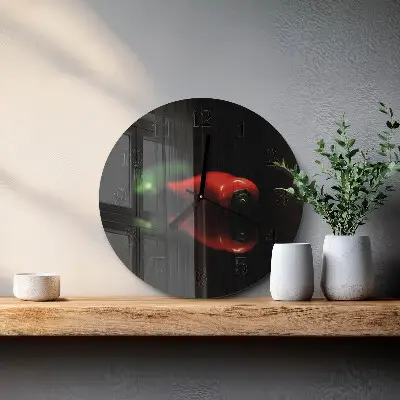 Ronde glazen wandklok Peper