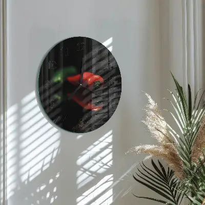Ronde glazen wandklok Peper