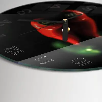 Ronde glazen wandklok Peper