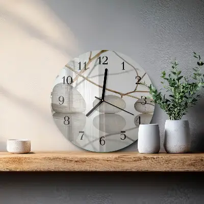 Ronde glazen wandklok Stenen
