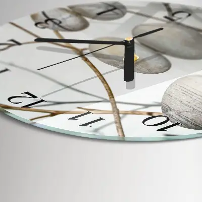 Ronde glazen wandklok Stenen
