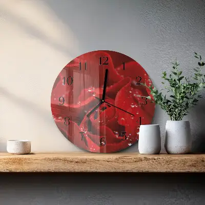Klok glas met opdruk rond Roos