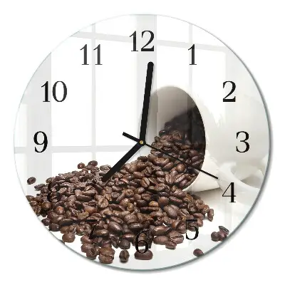 Ronde glazen wandklok Een kopje koffie