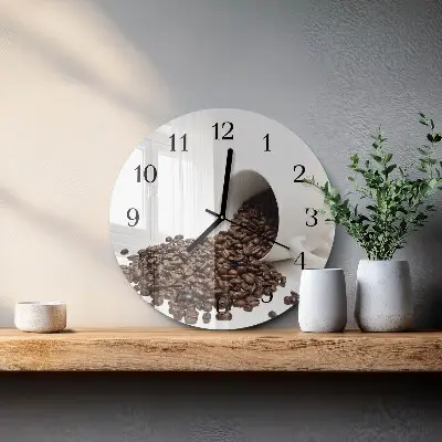 Ronde glazen wandklok Een kopje koffie