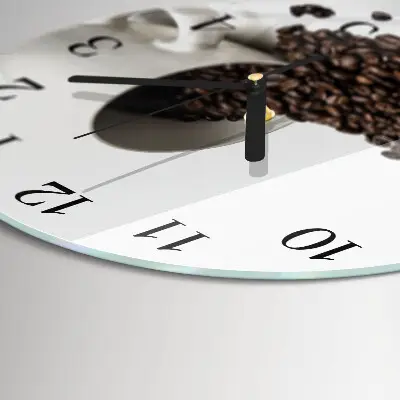 Ronde glazen wandklok Een kopje koffie
