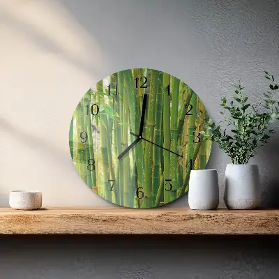 Wandklok glas decoratie rond Bamboe