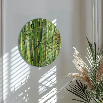 Wandklok glas decoratie rond Bamboe
