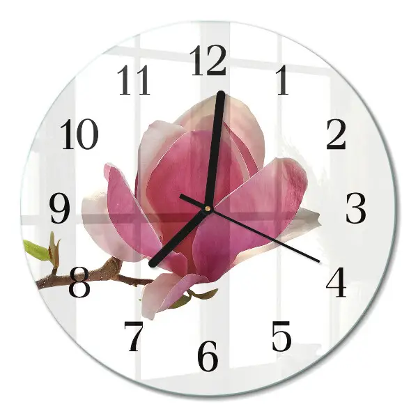 Ronde glazen klok Magnolia bloem