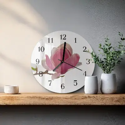 Ronde glazen klok Magnolia bloem