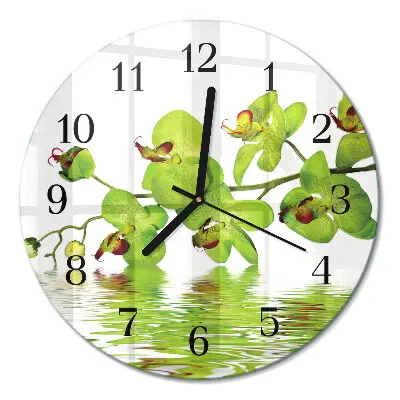Ronde glas klok Orchidee