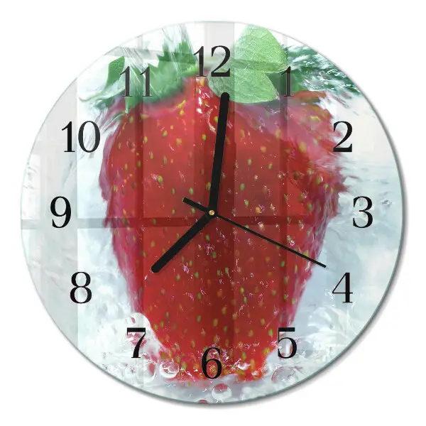 Wandklok glas decoratie rond Aardbei