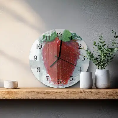 Wandklok glas decoratie rond Aardbei