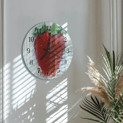 Wandklok glas decoratie rond Aardbei