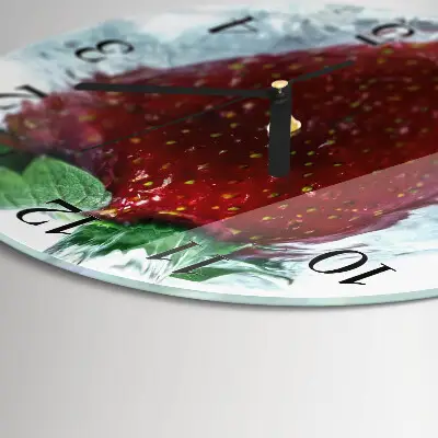Wandklok glas decoratie rond Aardbei