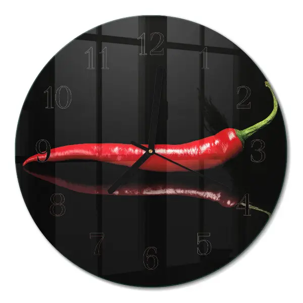Ronde glas klok Chilipeper