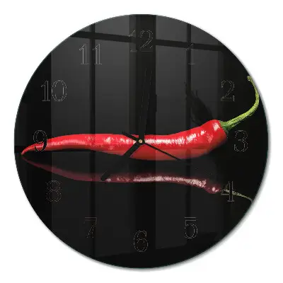 Ronde glas klok Chilipeper