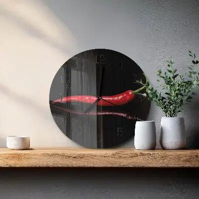Ronde glas klok Chilipeper