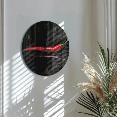 Ronde glas klok Chilipeper