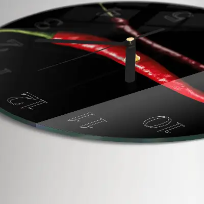 Ronde glas klok Chilipeper
