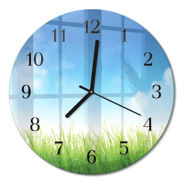 Klok glas met opdruk rond Gras