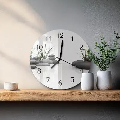 Ronde glazen wandklok Spa-stenen