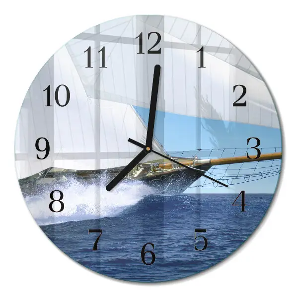 Klok glas met opdruk rond Zeilboot